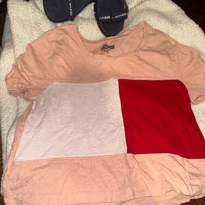 Tommy Hilfiger Peach Tee and Navy Sandals